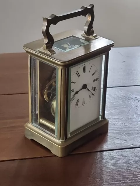 VINTAGE “R & Co” MADE IN PARIS FRENCH BRASS CARRIAGE CLOCK SPARES OR REPAIR