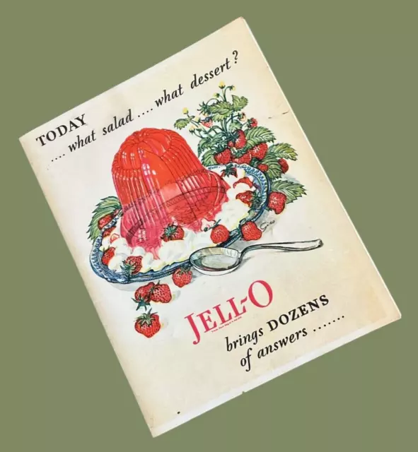 Antique 1928 JELL-O Brings Dozens of Answers Color Recipe Booklet Brochure 22 pg