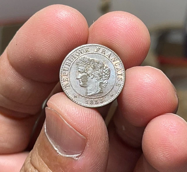 1888 France One Centime Coin Excellent Condition Residue on Observe