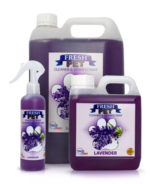 Limpiador de perreras lavanda 250 ml spray, contenedores de 1 L y 5 L paquete fresco Pet®