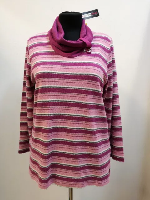 Pulli-DamenHegler/ANNA MONETTI, weiter Rollkragen, Zierknopf, Ringeldesign