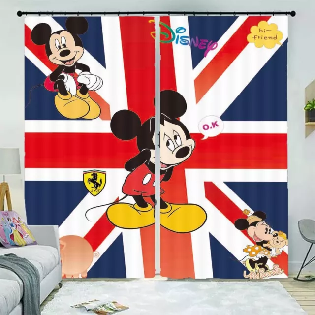 Hello Cute Mickey Mouse 3D Curtain Blockout Photo Printing Curtains Drape Fabric