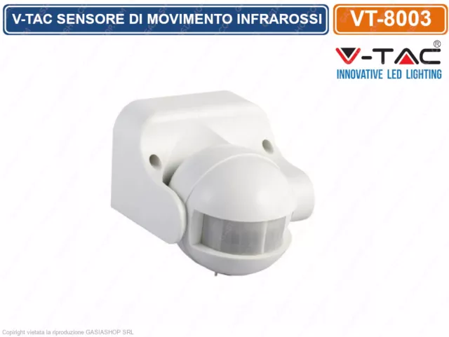 V-Tac Vt-8003 Sensore Di Movimento Ad Infrarossi Per Lampadine E Proiettori Ip44