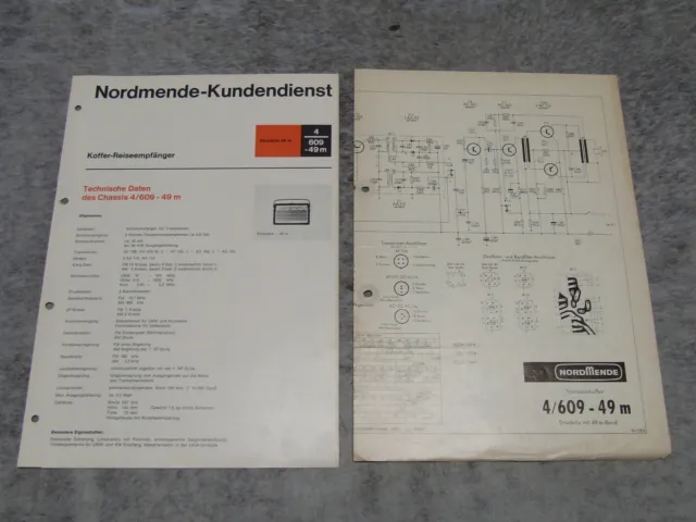 Schaltplan Service Manual Kofferradio Radio Nordmende Stradella 49m  4/609-49m