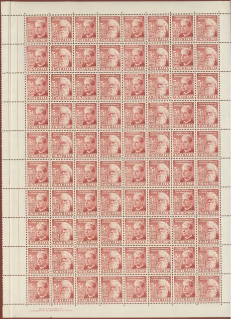 1951 Australian MNH Sheet 80x 3d - Fathers of Federation 50th Anniversary Stamps