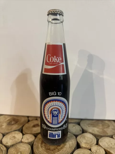 Coke-Cola Bottle FIGHTING ILLINI 1983 1984 ROSE BOWL Big 10 Illinois Vtg