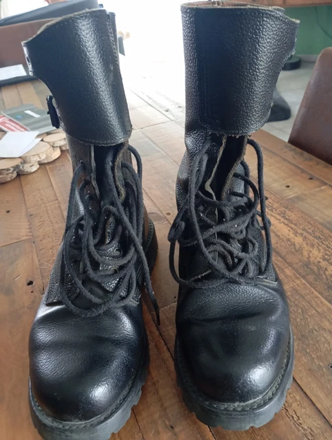 Bottes Rangers Cuir Armée Française Pointure 35 Marbot France - Neuf Avec Emballage