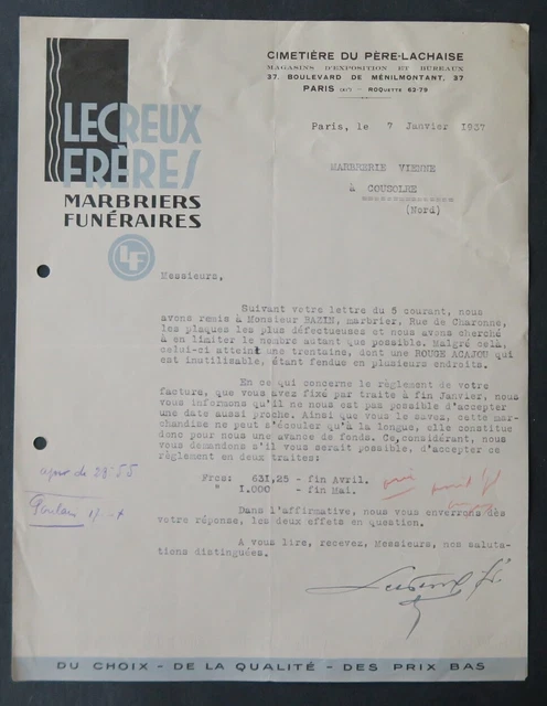 Lachaume - Factures du fleuriste, 10 rue Royale à Paris (1923