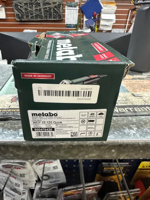 METABO WEP 15-125 QUICK Angle Grinder 14 A 11,000 RPM Max Speed Paddle 5" Wheel