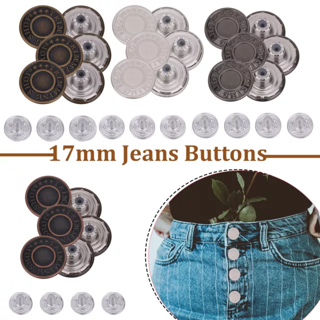 5pcs 17mm Jeans Buttons with Pin Hammer On Denim Jacket Replacement Repair  Studs