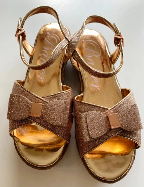 BNWT Ted Baker shoes Size: UK 4 Euro 37 Girls new RRP £39 Gold Bow Platform
