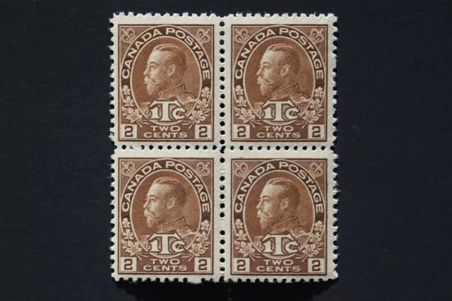 Canada #MR4i 2C+1C Die II Yellow Brown War Tax Stamps OG MNH-F Block of 4.