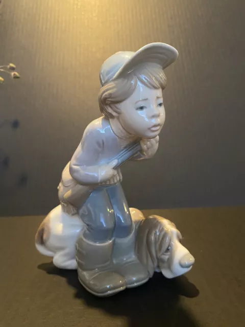 LLADRO FIGURINE, Hunting Boy With Dog Rare Retired Figurine