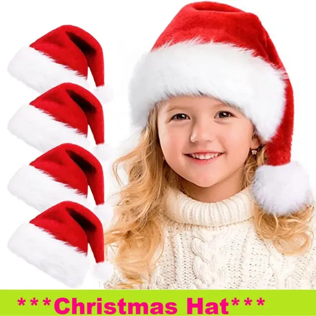 Adult Kids Christmas Xmas Party Santa Costume Claus comfortable Red Hat Caps AU