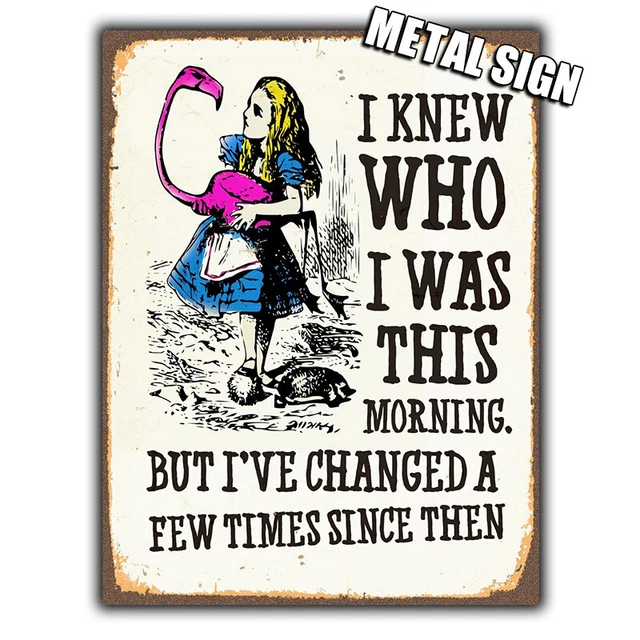 Alice In Wonderland Wall Plaque - Mad Hatter Quote Metal Sign, 6x8 Inches, Freestanding Or Adhesive