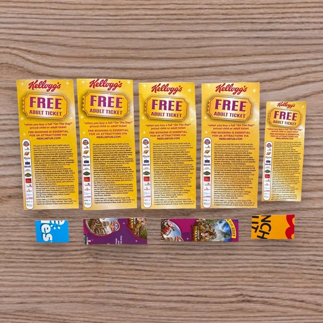 Kellogg’s Merlin Attractions Free Adult Tickets x5 & Booking Codes Exp 30/06/24