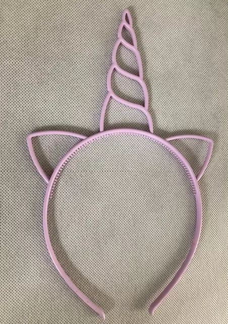 Girl's Pink Lavender Unicorn Plastic Headband With Ears & Horn One Size