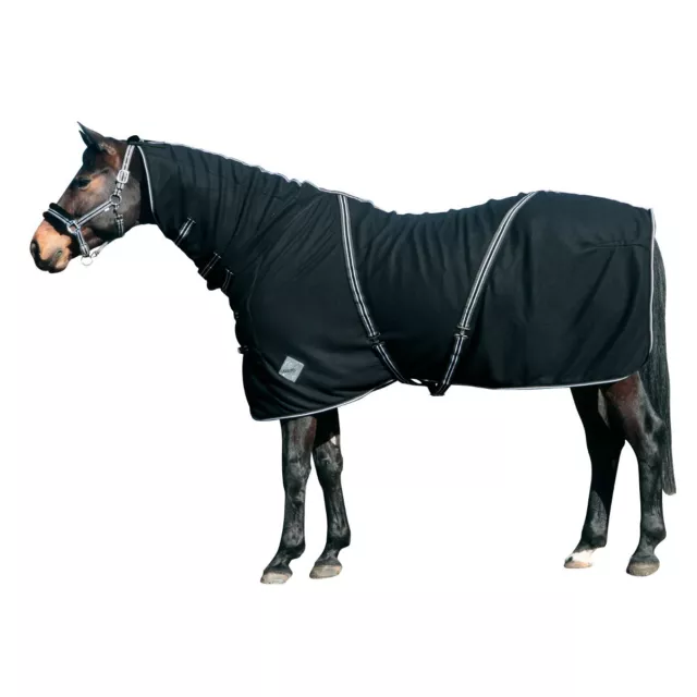 CATAGO Fleecedecke con Pieza para el Cuello 155cm Negro Cubierta Manta Caballo