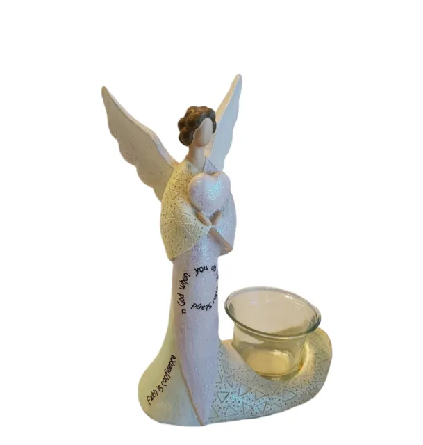 Vintage Angel Figurine with Votive Candle and Heart 8" Tall FREE SHIPPING