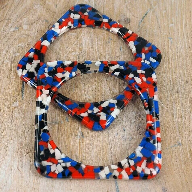 Square Bag Handles Pair, Shaped Multi Colour Acrylic craft sewing BH32
