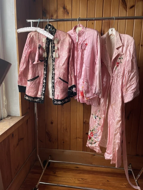 vintage 40s embroidered silk rayon souvenir robes/ chinese brocade/ as is