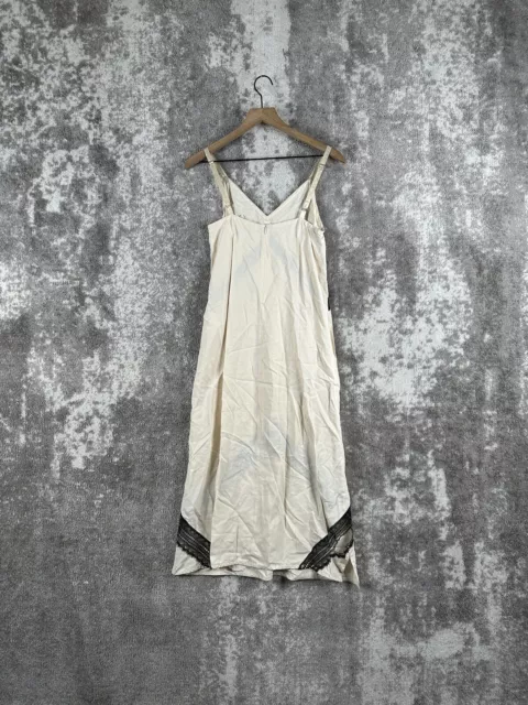 Helmut Lang Dress Small Womens Ivory Lace Detail Nylon Satin Slip Sleeveless 3