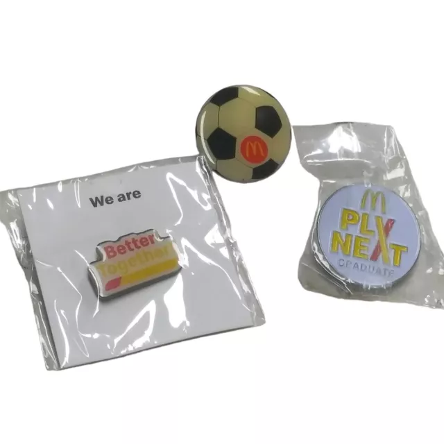 McDonald's Employee Crew Pins Lot of 3 Collection Lapel Soccer Better Together