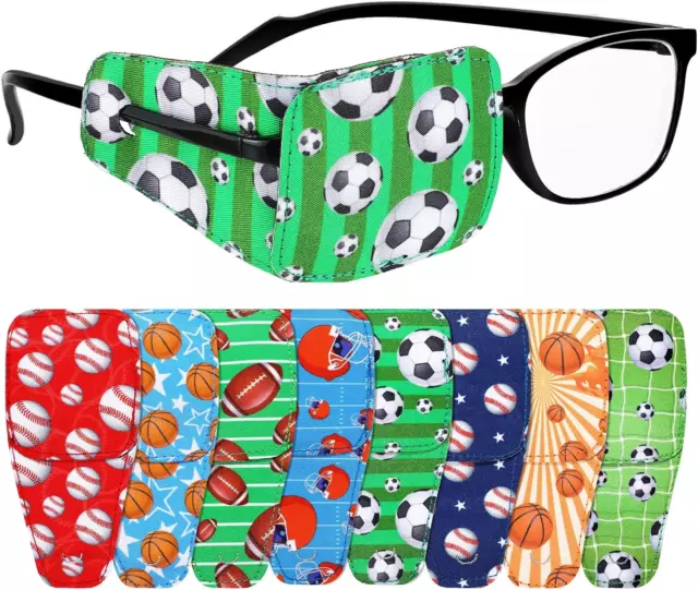 8 Pcs Eye Patches for Kids, Eyepatch for Glasses to Cover Either Eye Cartoon Eye