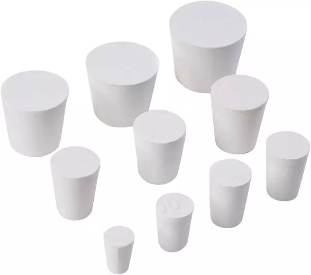 22 Pack 000# -7# White Solid Rubber Stoppers