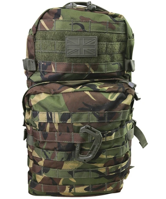 BRITISH ARMY STYLE ASSAULT PACK BACKPACK BAG in DPM WOODLAND CAMO 40