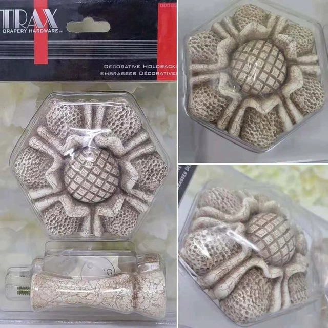 TRAX Decorative Drapery Hold backs Curtain Tieback Holders Hardware Flower Ivory
