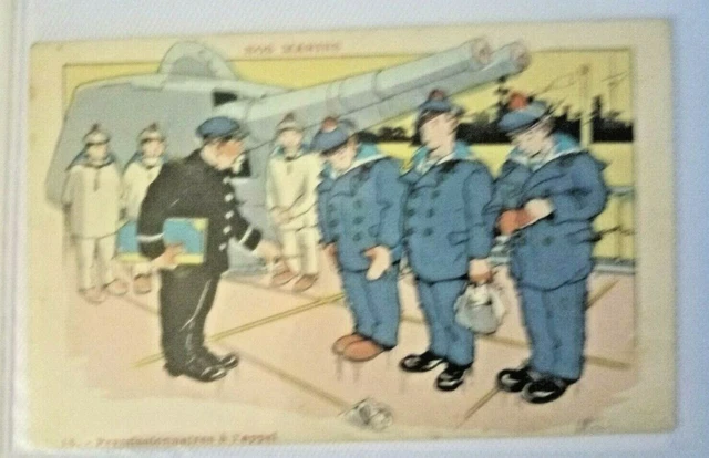NOS MARINS Illustrateur Gervèse CPA humoristique n°16  "Appel Permissionaires "