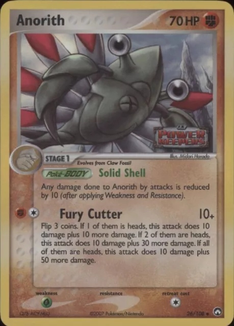Anorith Reverse Holo Pokemon Card 26/108 EX Power Keepers Set MP