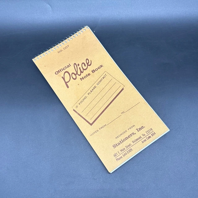 VINTAGE OFFICIAL POLICE Notebook 007 Stationeers Richmond Virginia ...