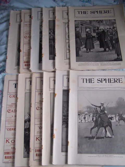 Job Lot 12 Issues of THE SPHERE illustrated Newspapers  (1900 - 1901).