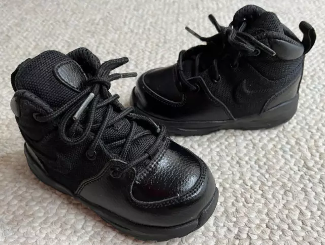 NIKE Baby Boy's Size 7C Black Leather High Top Sneakers Shoes AJ1282-001