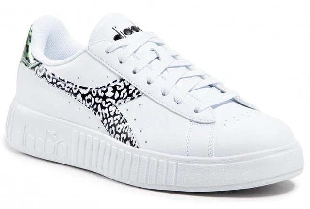 DIADORA GAME P STEP ANIMALIER scarpe donna sportive sneakers pelle bianco zeppa