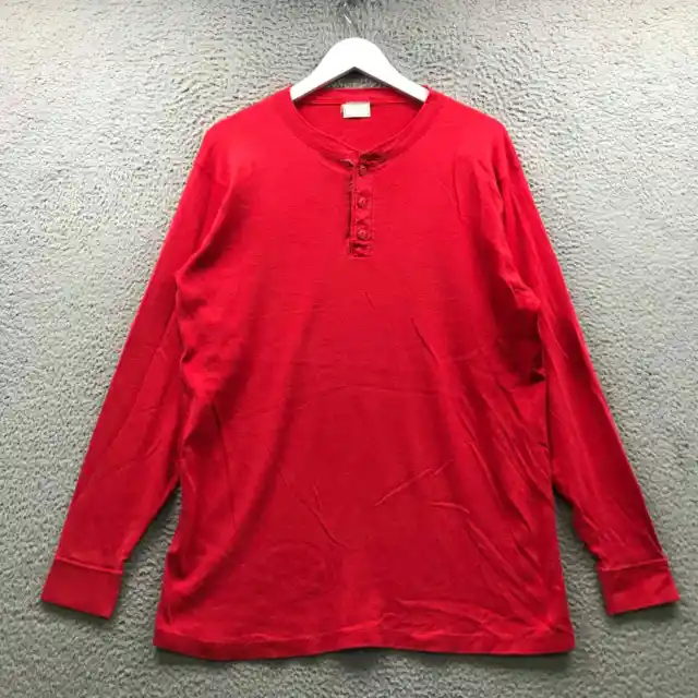 Vintage 80s 90s LL Bean T-Shirt Men's Large L Long Sleeve Henley Red