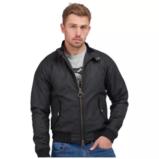 Barbour International giacca bomber giacca nera uomo Merchant Wax nera MWX0465