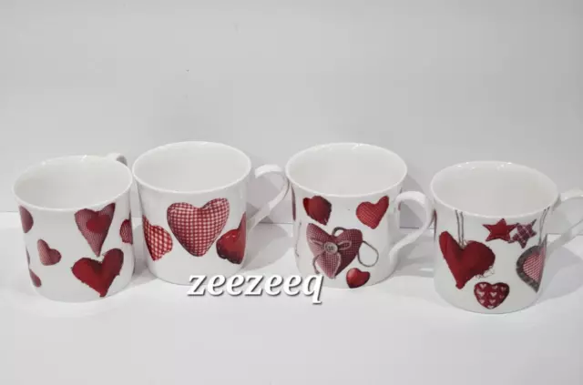 Valentines Gracie Stechcol Fine Bone China Coffee Mug Set Love Heart Tea Cup