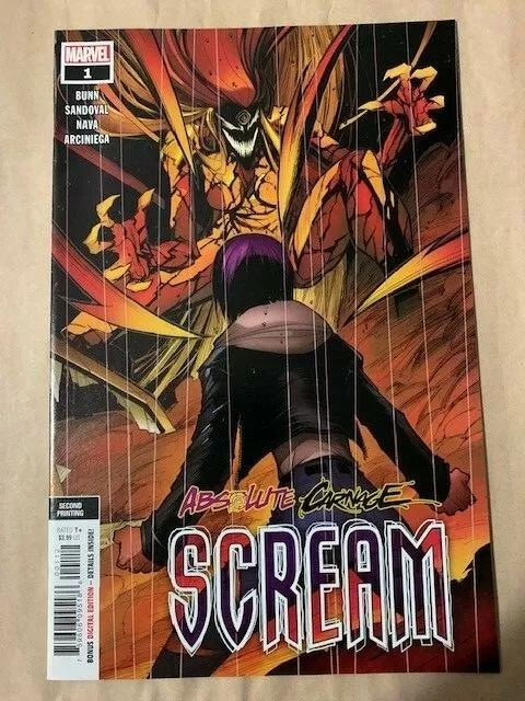 Absolute Carnage Scream #1 2nd Print Variant Cover 2019 Marvel Comics