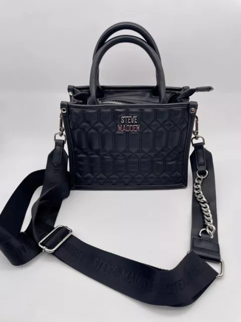 NWT STEVE MADDEN BNIKO SATCHEL CROSSBODY BAG W STRAP BLACK TIK TOK Trending