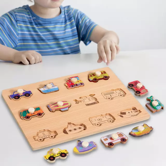 Puzzle en bois en forme de cheville, jouets Montessori pour garçons et