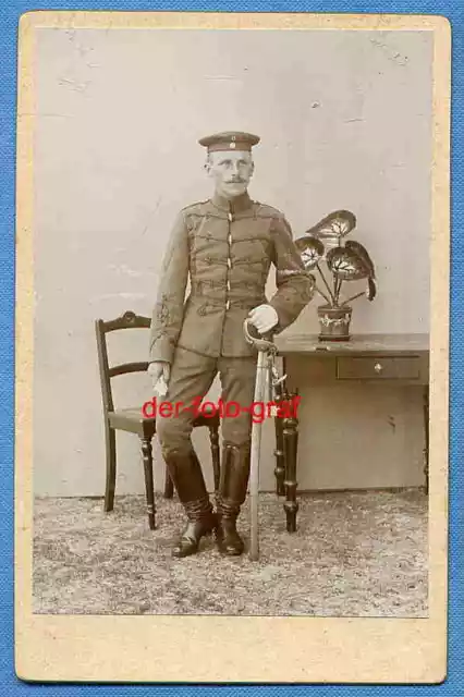Foto, Husar in Uniform mit Krätzchen und Degen, Sachsen, um 1900 !!!
