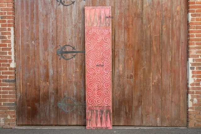 Rustic Pink Kinakalu Carved Door Panel