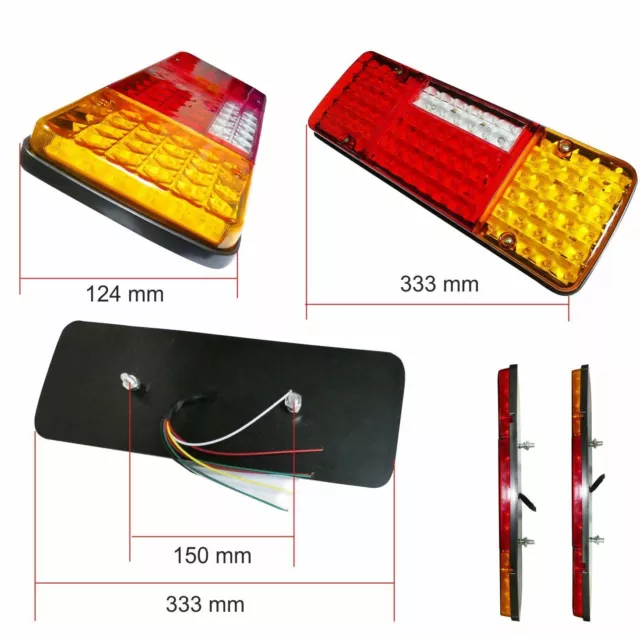 Coppia 12v 98 Led Fari Stop Fanali Posteriori Camion Camper Roulotte Rimorchio 2