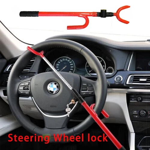 STEERING WHEEL LOCK Anti Theft Double Hook Extendable Car Van Steel