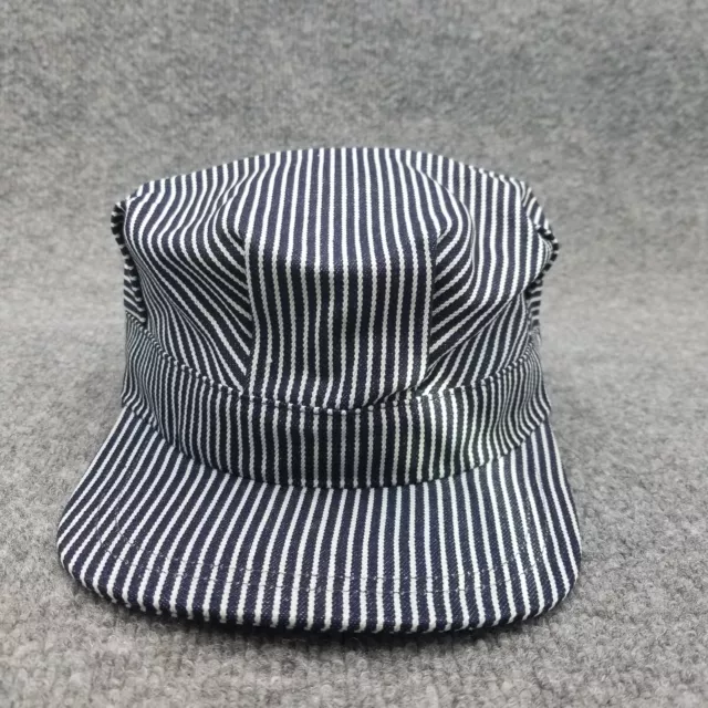 Vintage Conductor Hat Cap Snap Back Mens Hickory Stripe Train Engineer Railroad