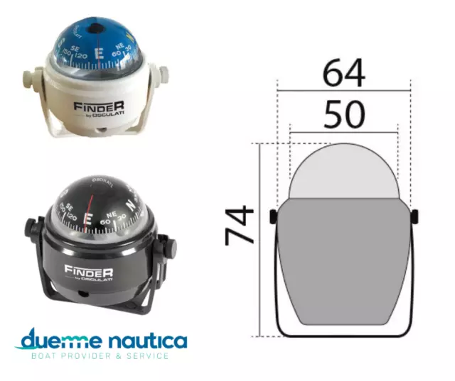 Bussola Barca Nautica "Finder" Mini Osculati Illuminata 12V Con Staffa