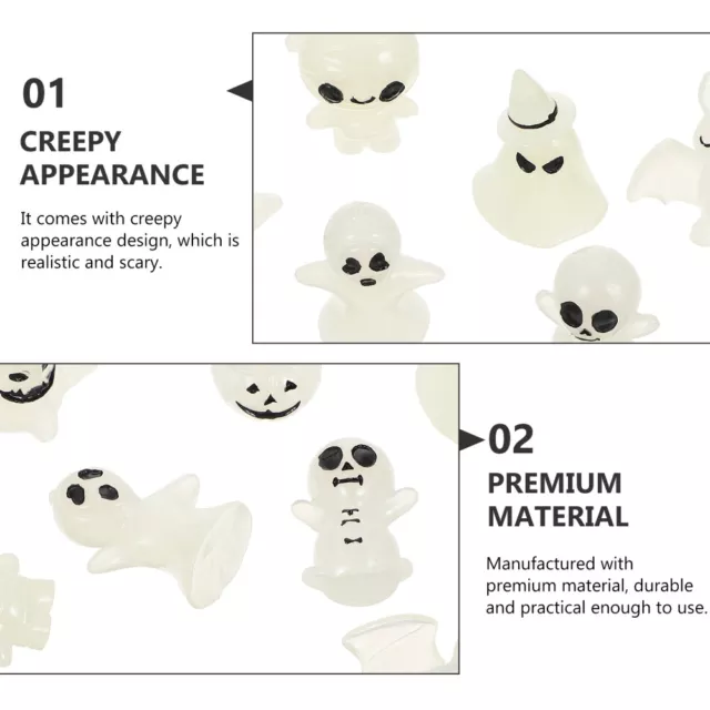 40 Pcs Decorative Ghost Figure Figurines Luminous Halloween Cartoon 3